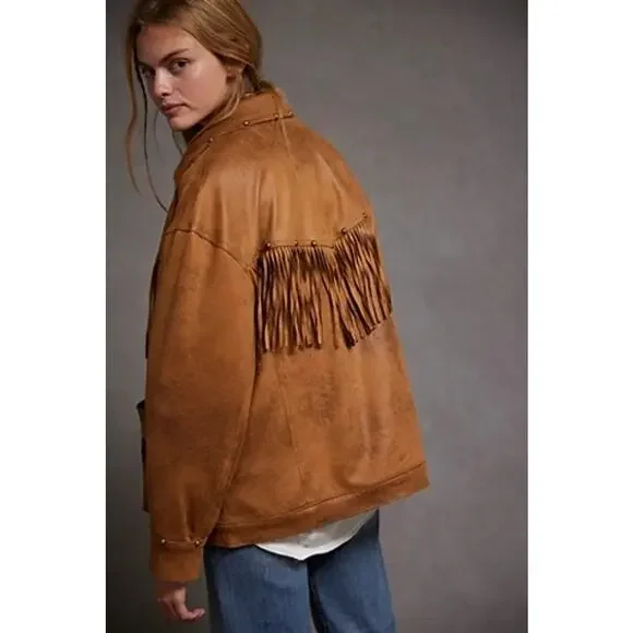 We The Free Knox Vegan leather brown fringe jacket size small - Picture 4 of 9